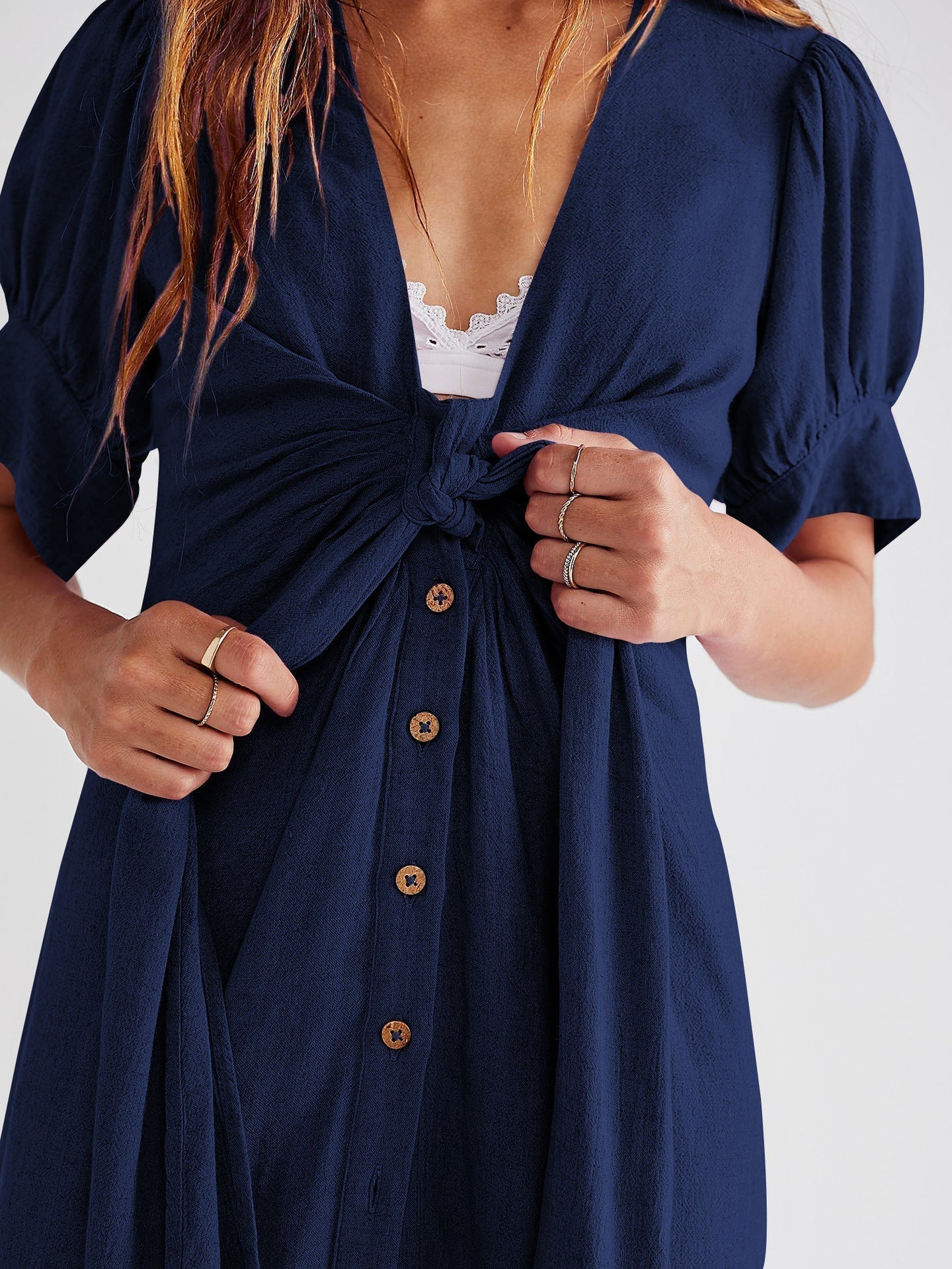 V-Neck Long Dress with Slit for Effortless Elegance