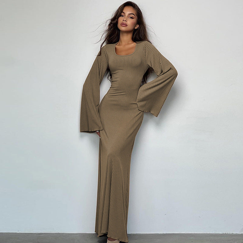 Women's Long Sleeve Bell Dress - Elegant & Comfortable Design