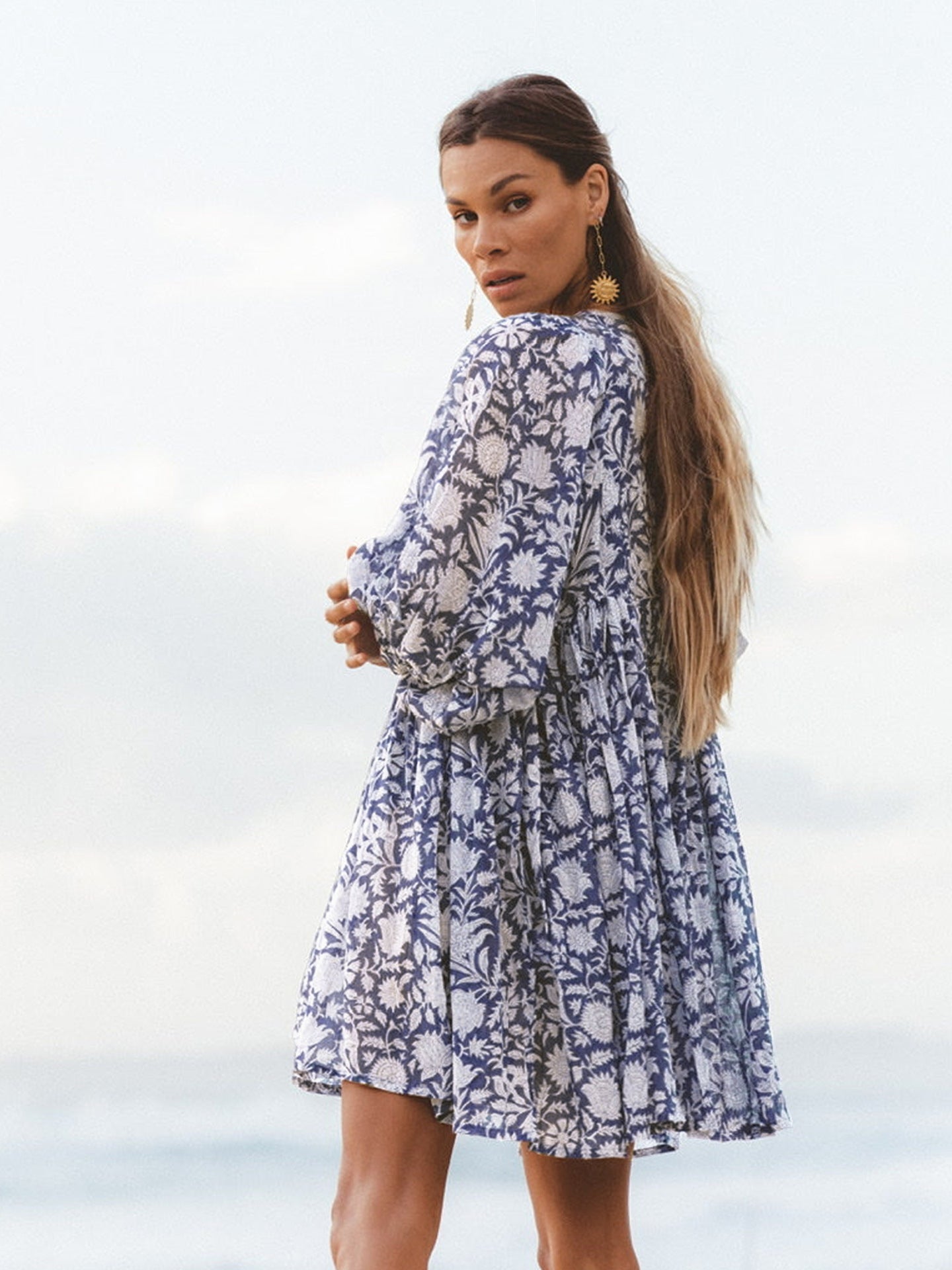Floral Short Dress with Puff Sleeves for Effortless Style