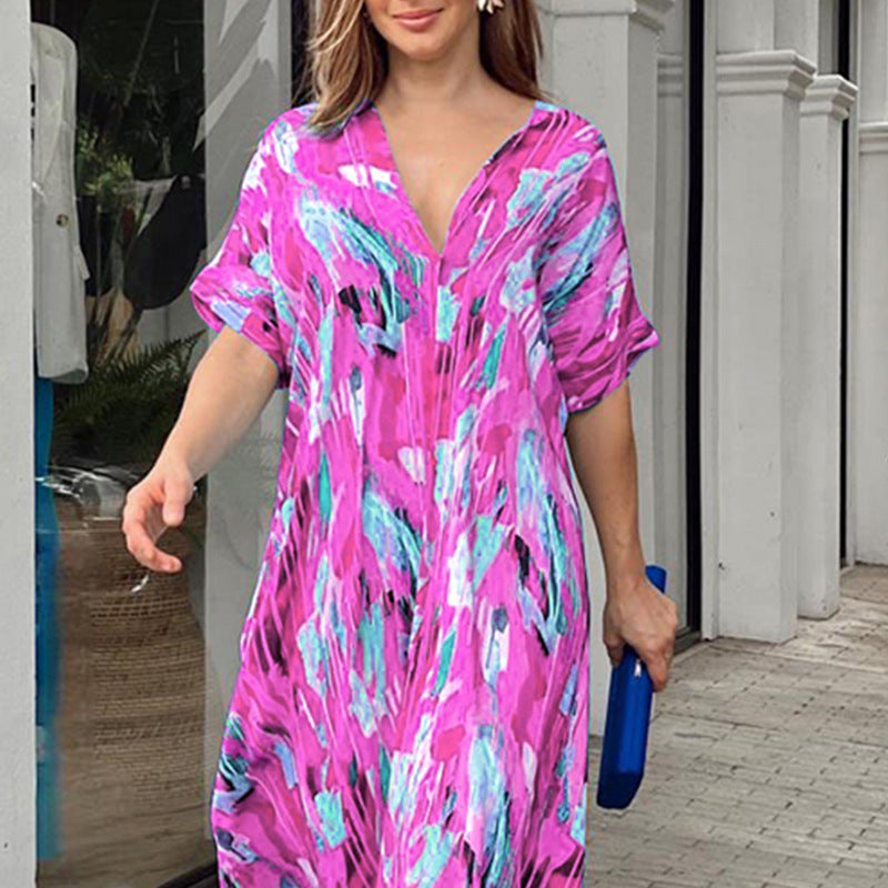 Flowy Printed Maxi Dress with Relaxed Fit