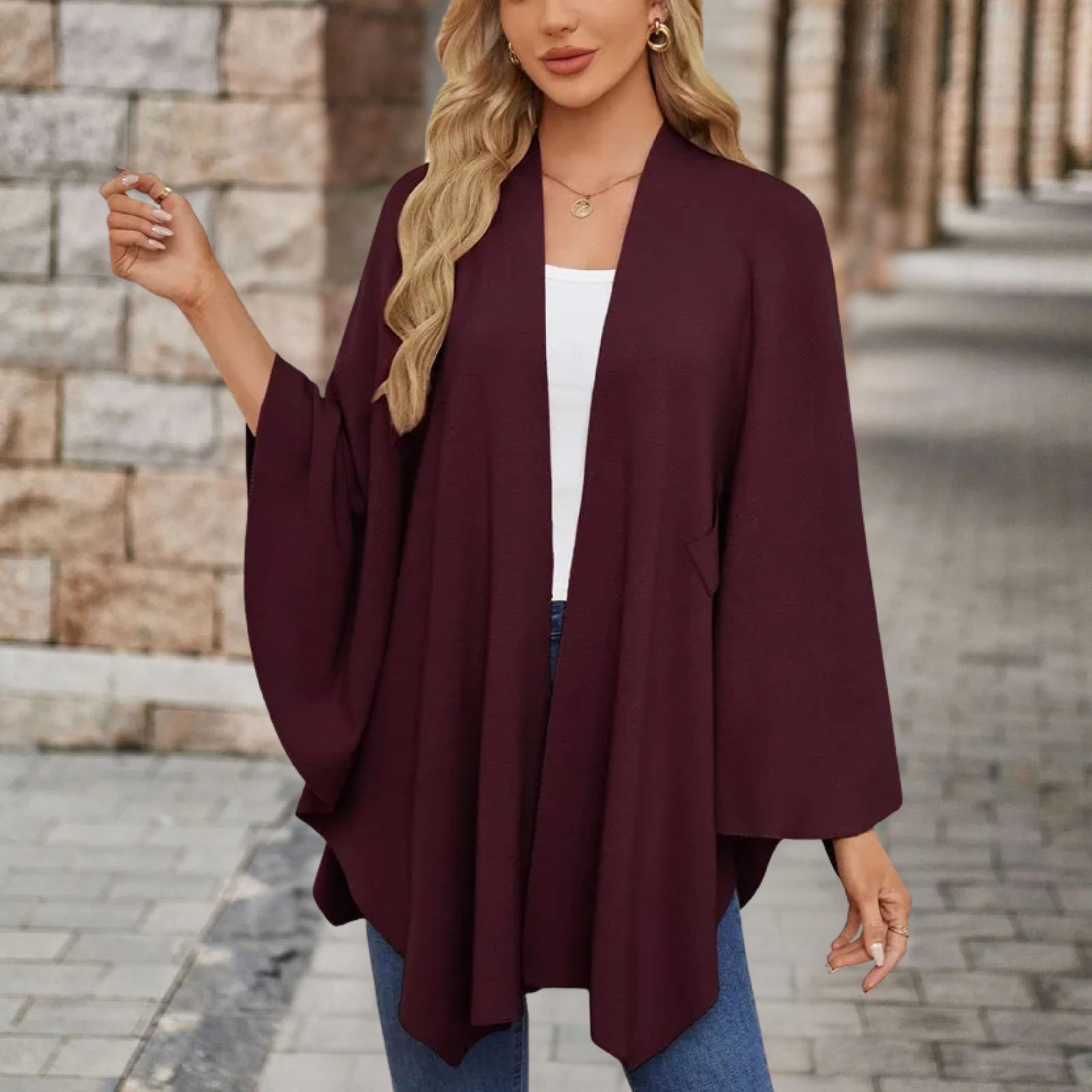 Cozy Knit Poncho for Women - Elegant Layering Wrap