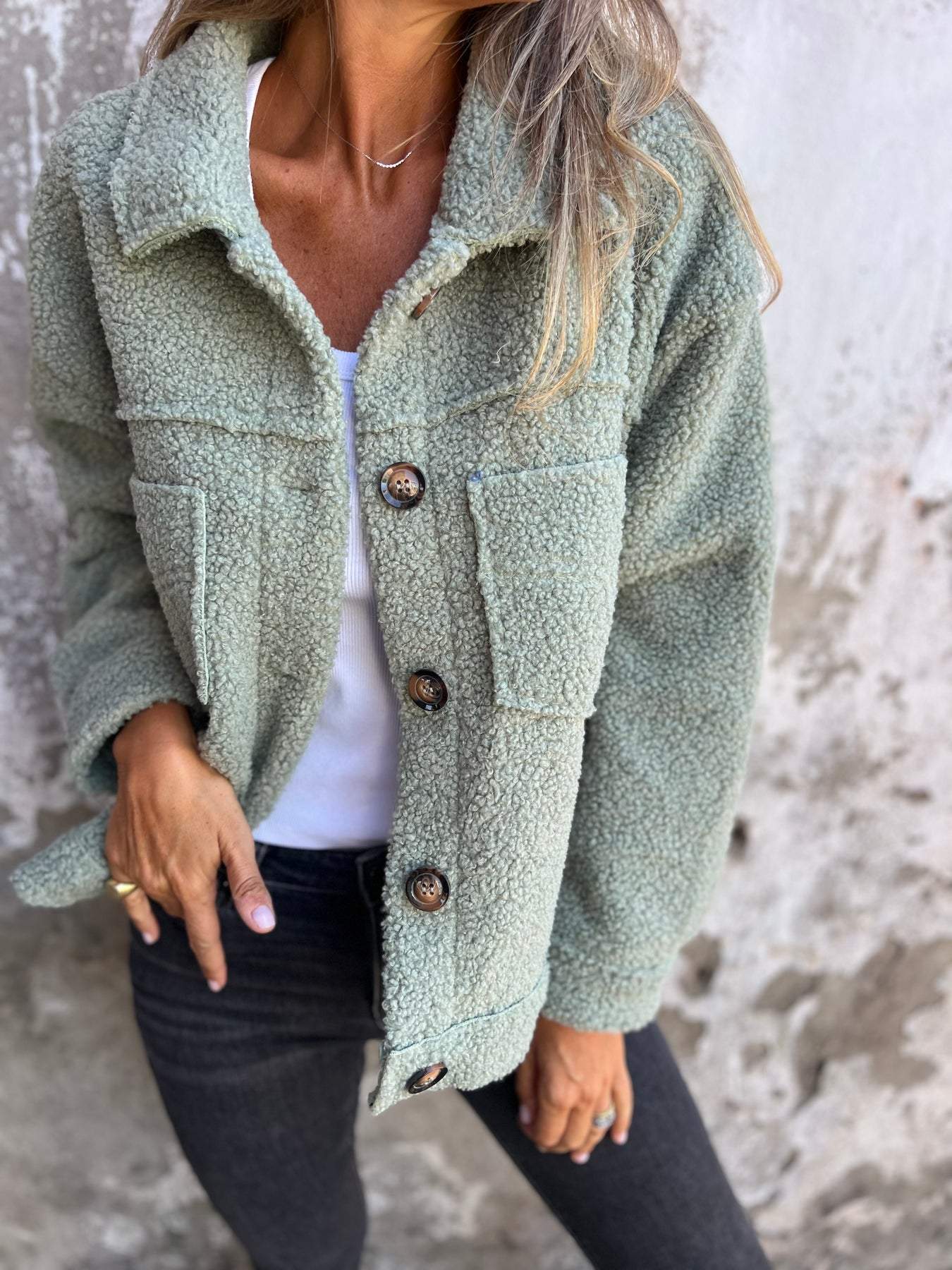 Cozy Wool-Blend Jacket for Women Warm Lightweight Outerwear