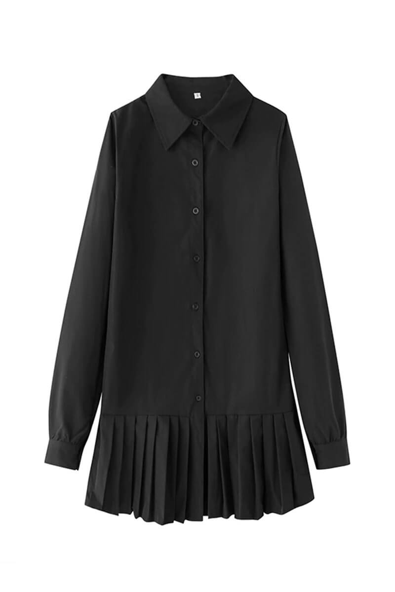 Pleated Short Sleeve Shirt Dress for Effortless Style