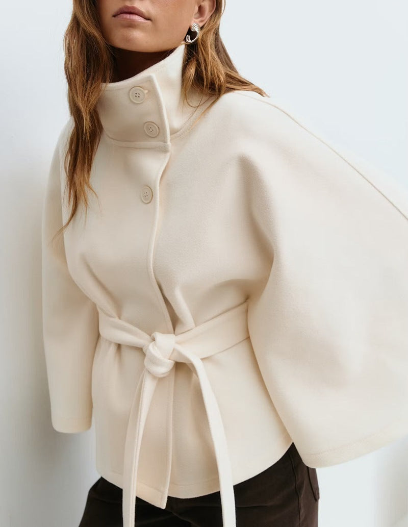 Women's High Neck Batwing Sleeve Cape Coat