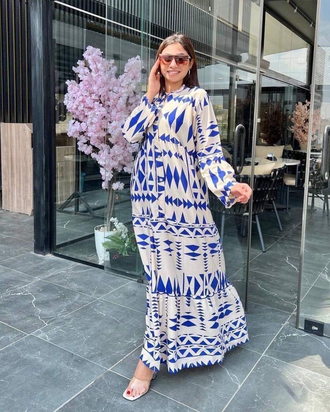 Boho Long Button Dress with Flowy Design and Adjustable Straps