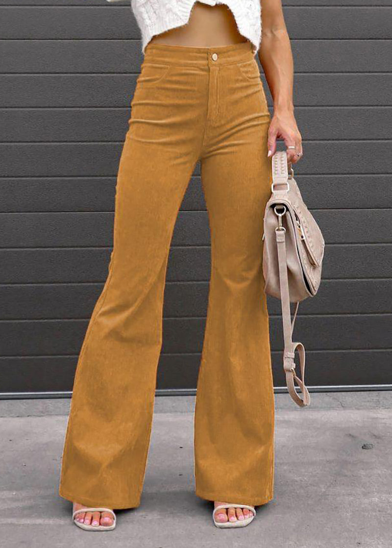 Ribbed Flared Trousers with Stylish Bottom Design