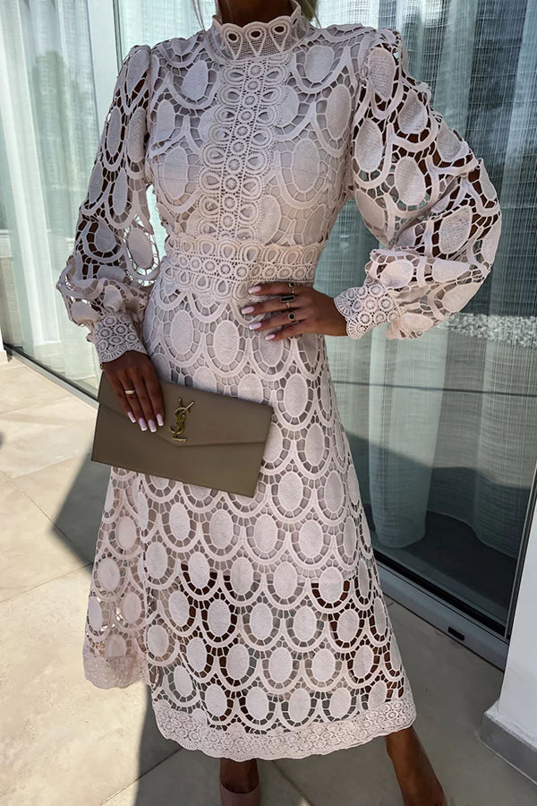 Ruffled Dress with Puff Sleeves for Women
