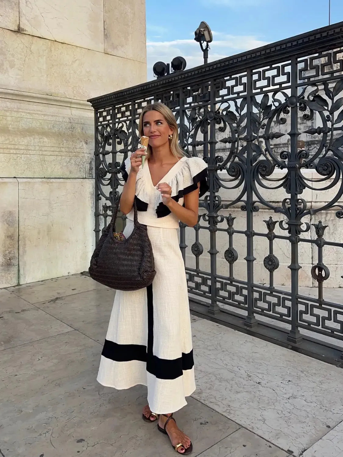 Elegant Two-Piece Women's Outfit with Stylish Top and Skirt