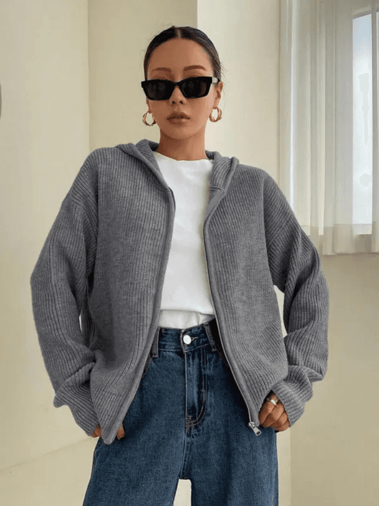 Cozy Knit Cardigan Hoodie for Fall Weather
