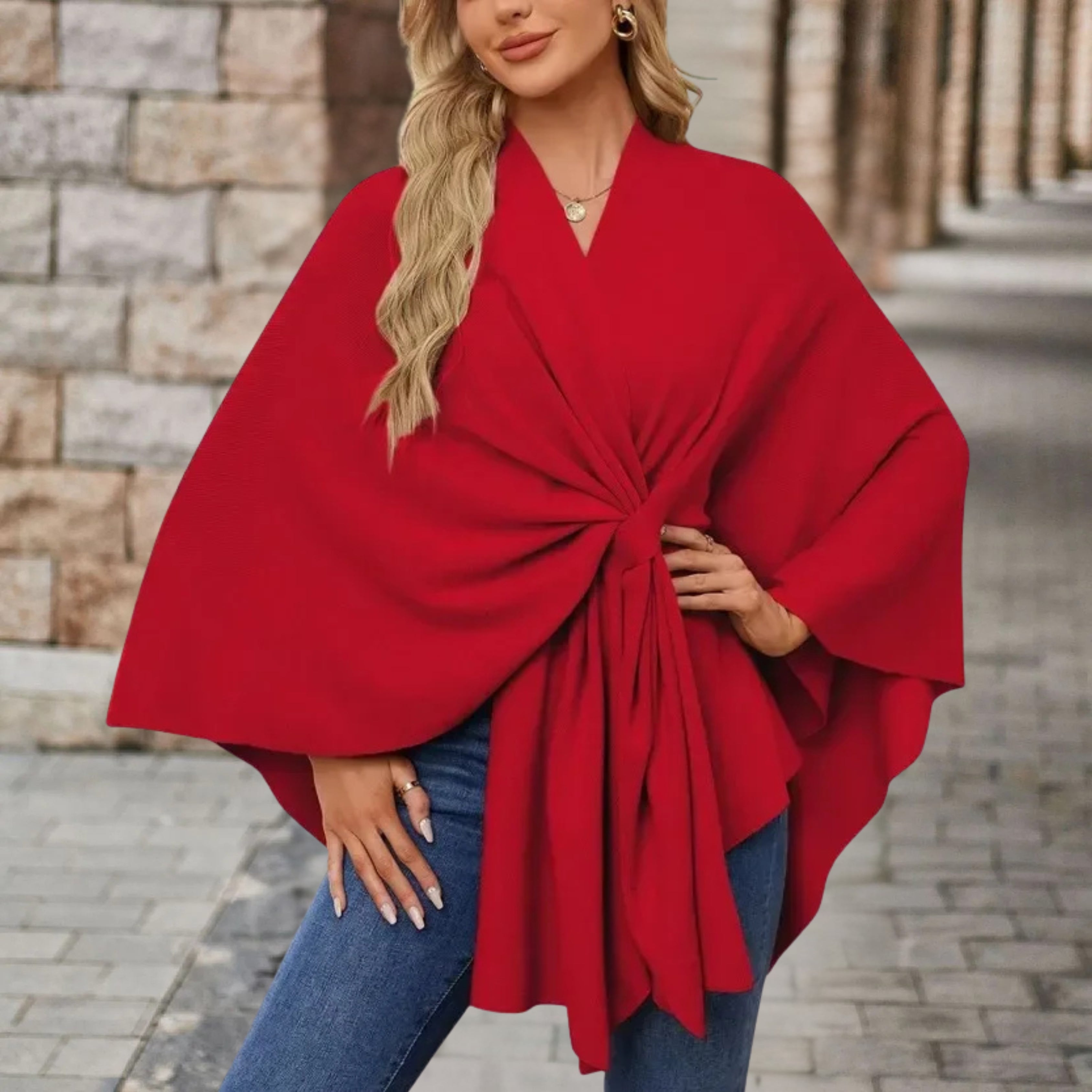 Cozy Knit Poncho for Women - Elegant Layering Wrap