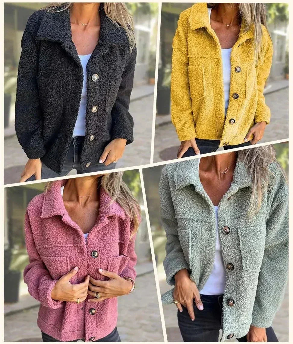 Cozy Wool-Blend Jacket for Women Warm Lightweight Outerwear