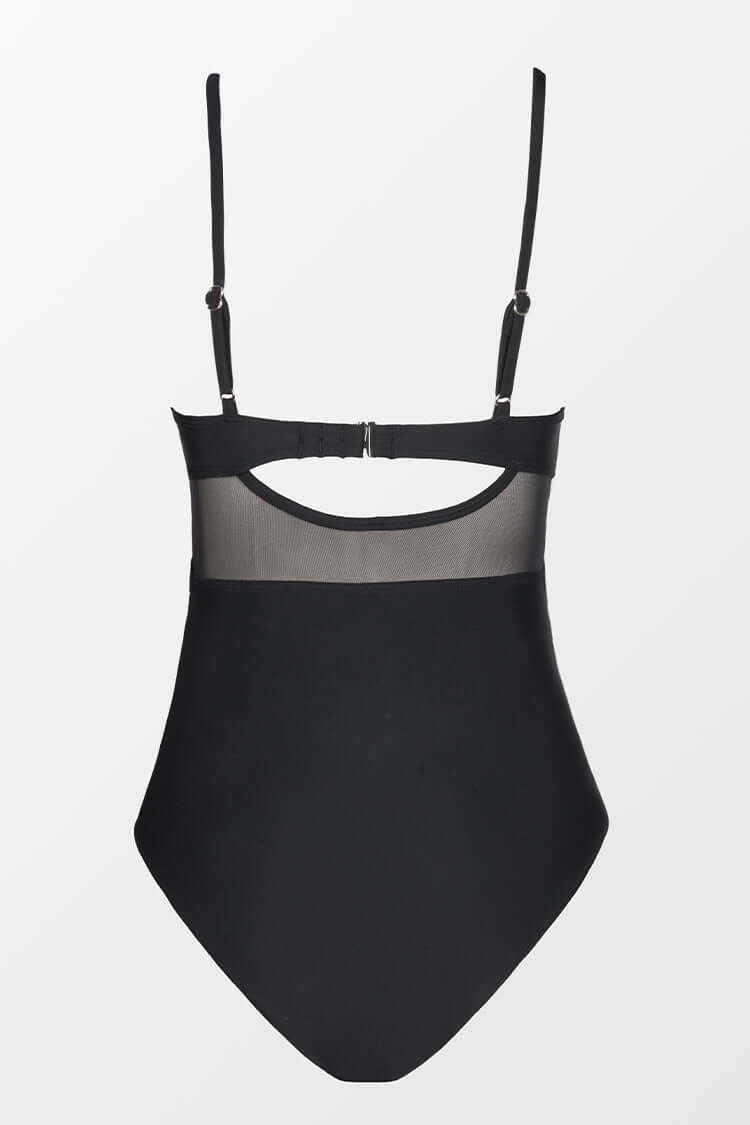 Cross-Detail Forest Green Swimsuit for Women