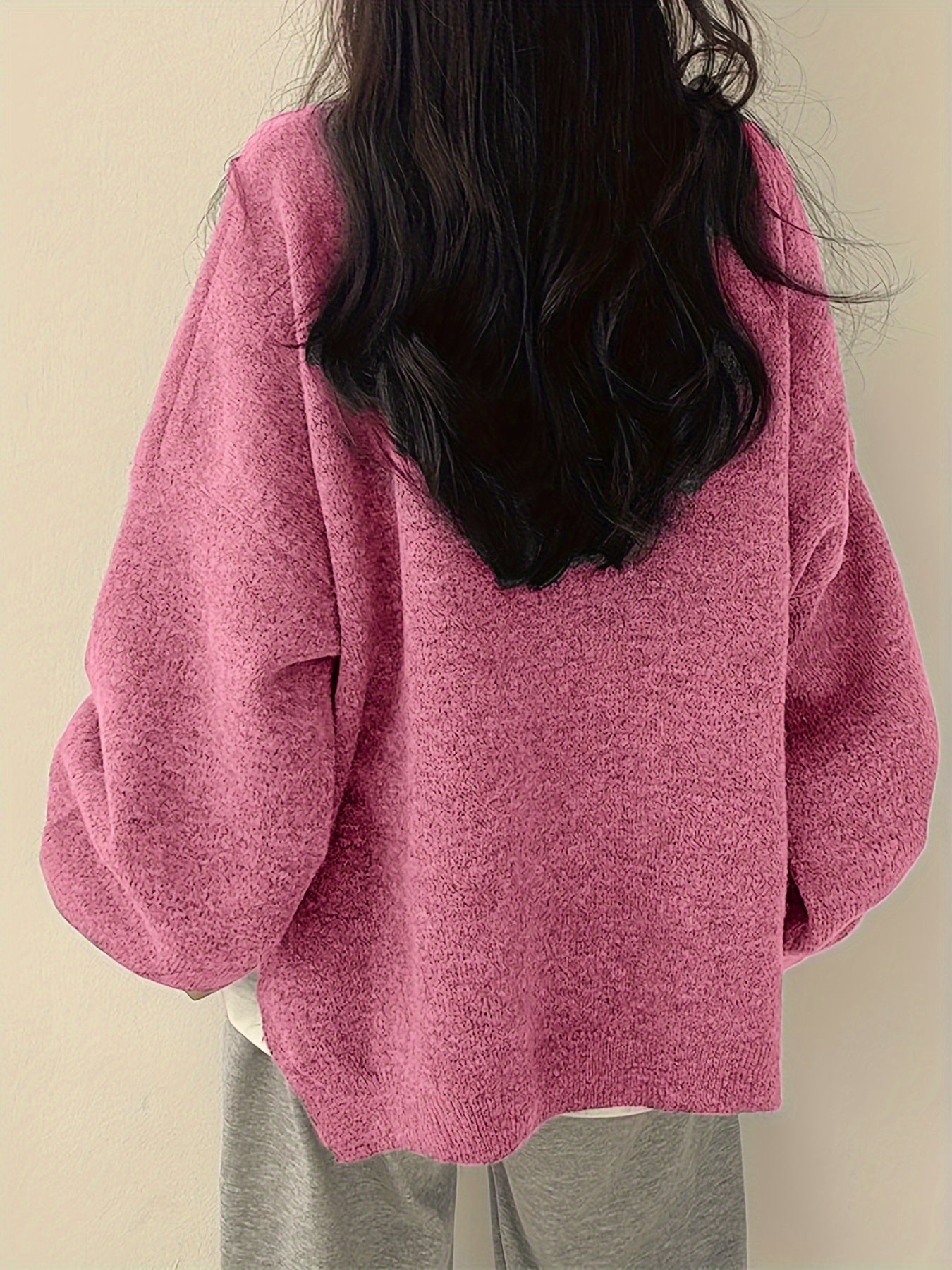 Soft Crew Neck Long Sleeve Knit Sweater