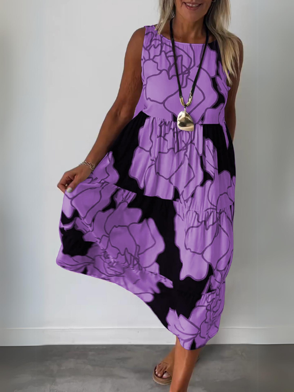 Floral Abstract A-Line Dress for Women