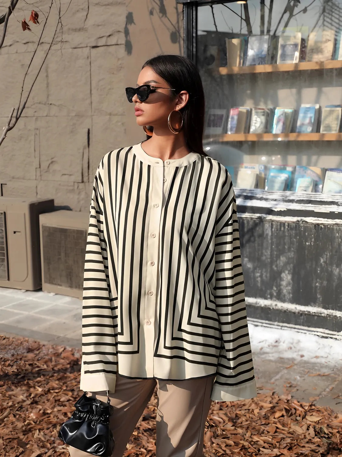 Elegant Geometric Stripe Alba Shirt for Stylish Casual Wear