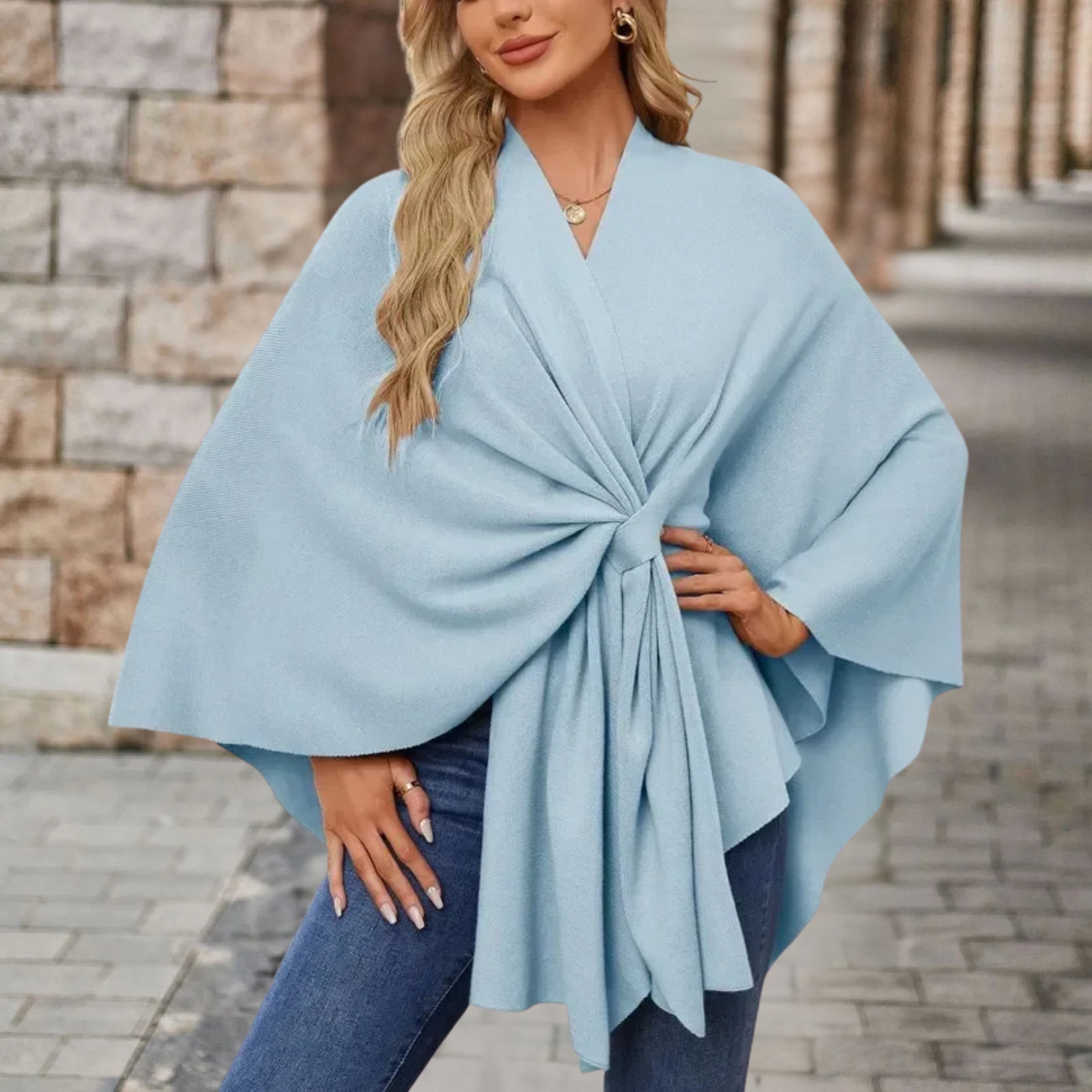 Cozy Knit Poncho for Women - Elegant Layering Wrap