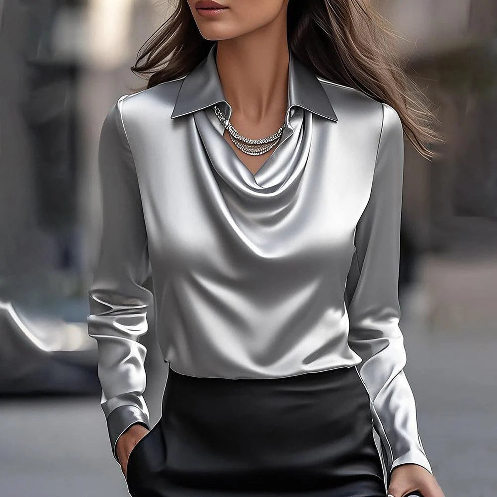 Shiny Short Sleeve Blouse - Elegant and Stylish Top