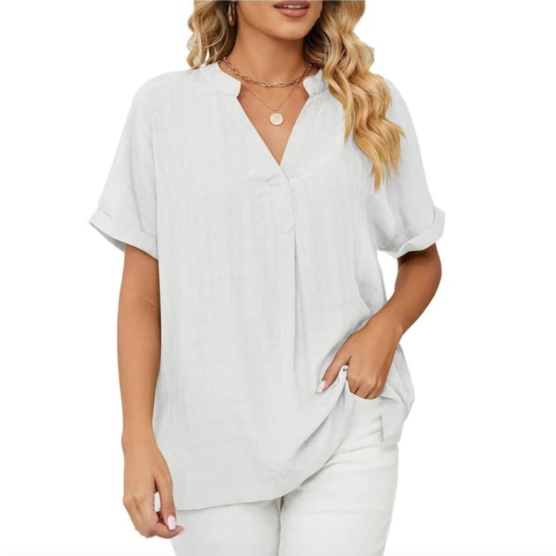 V-Neck Ruby Fresh Blouse for Effortless Style and Comfort