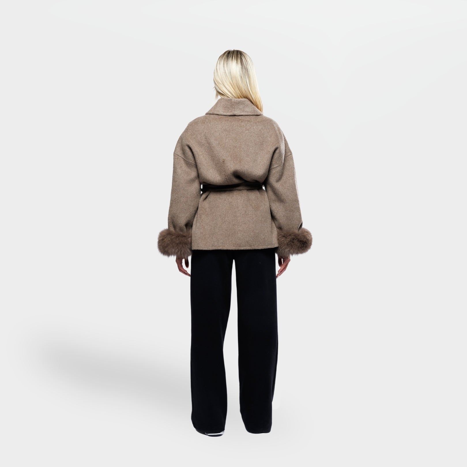 Northglow Belted Coat with Faux Fur Cuffs