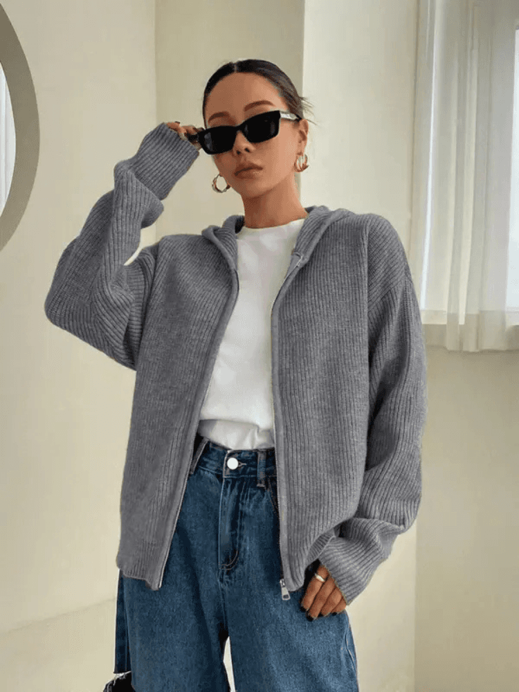 Cozy Knit Cardigan Hoodie for Fall Weather
