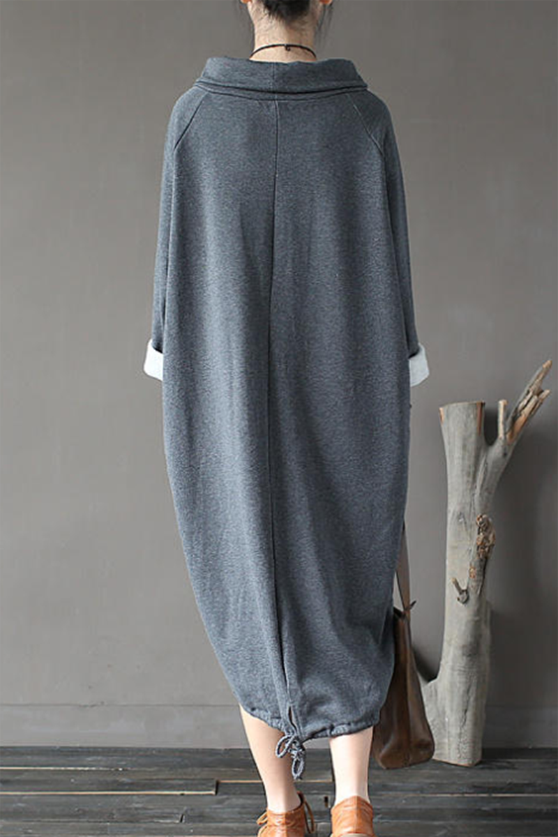 Cozy Knit Long Sweater Dress with Pockets and Adjustable Belt