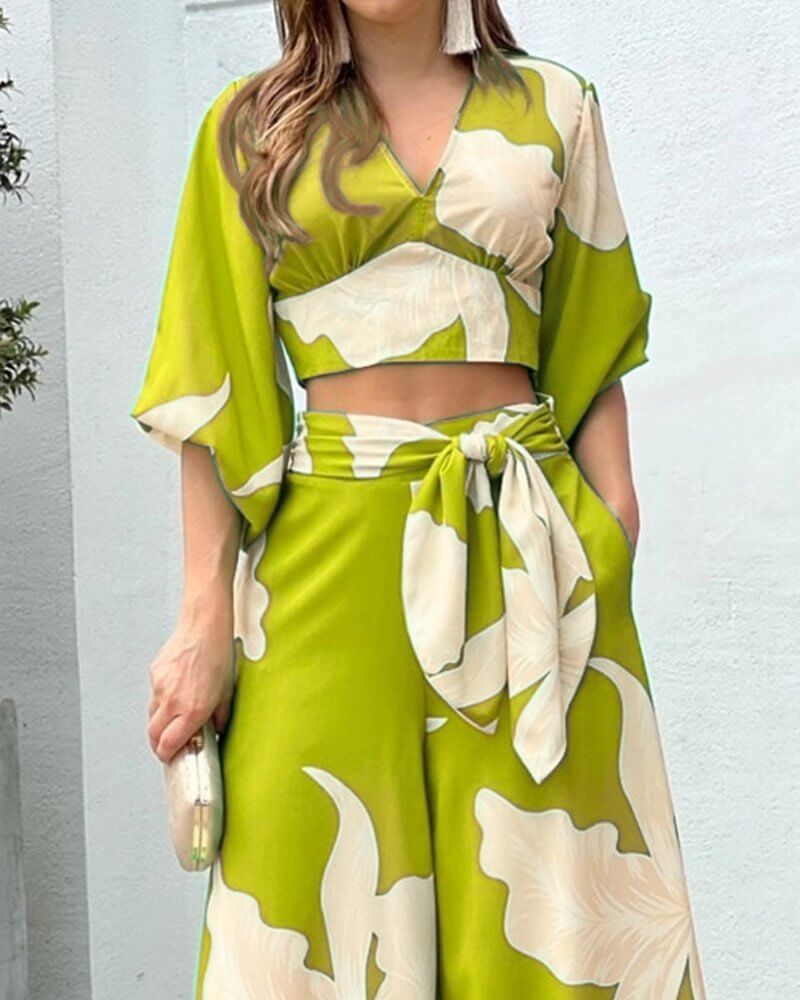 Sicilian-Inspired Top and Trouser Set for Effortless Style