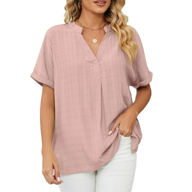 V-Neck Ruby Fresh Blouse for Effortless Style and Comfort