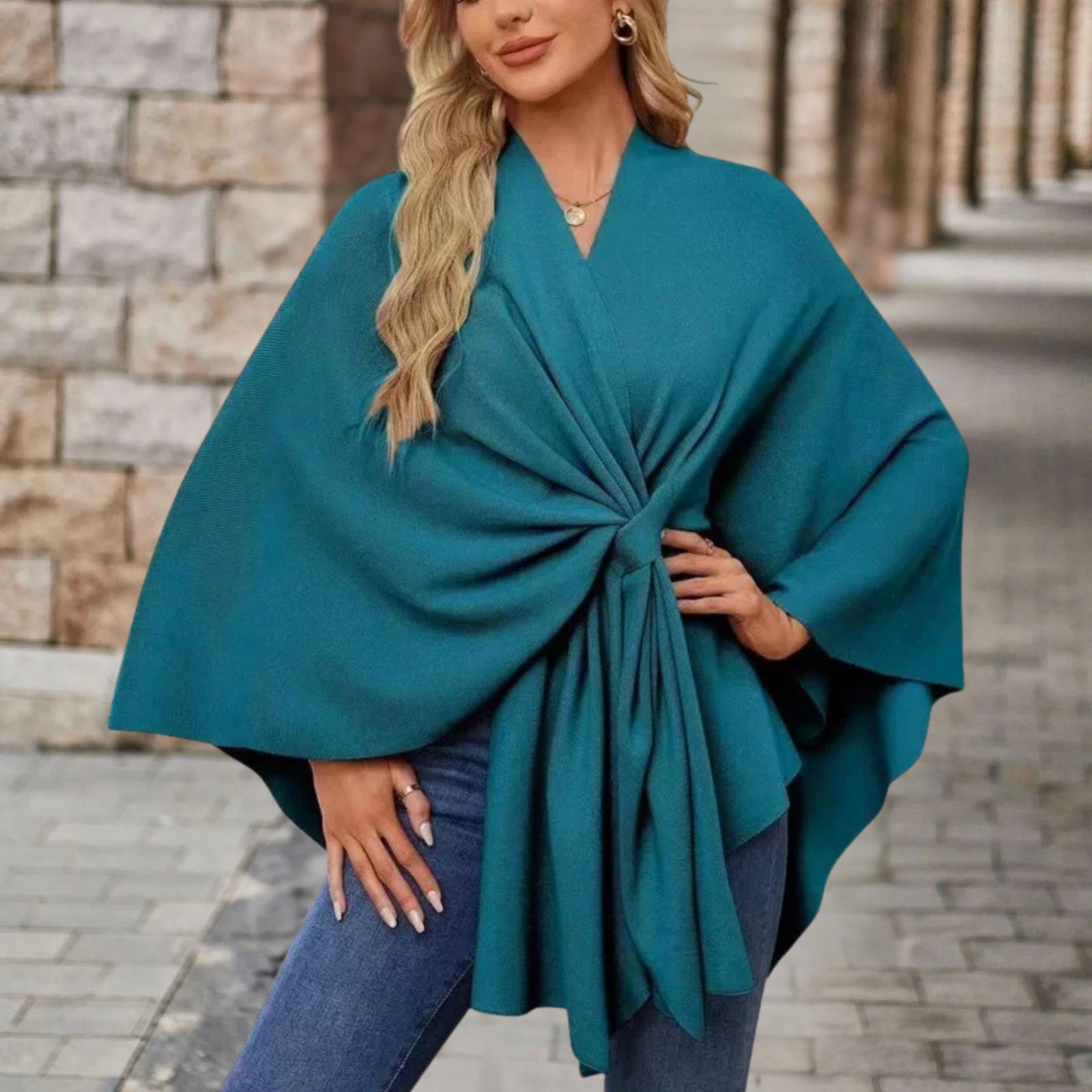 Cozy Knit Poncho for Women - Elegant Layering Wrap