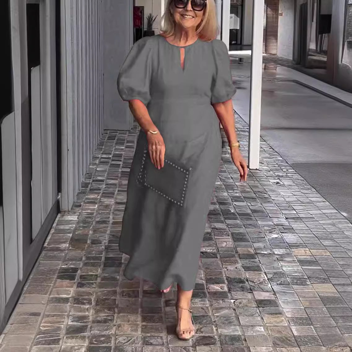 Puff Sleeve Valentina Midi Dress for Effortless Elegance
