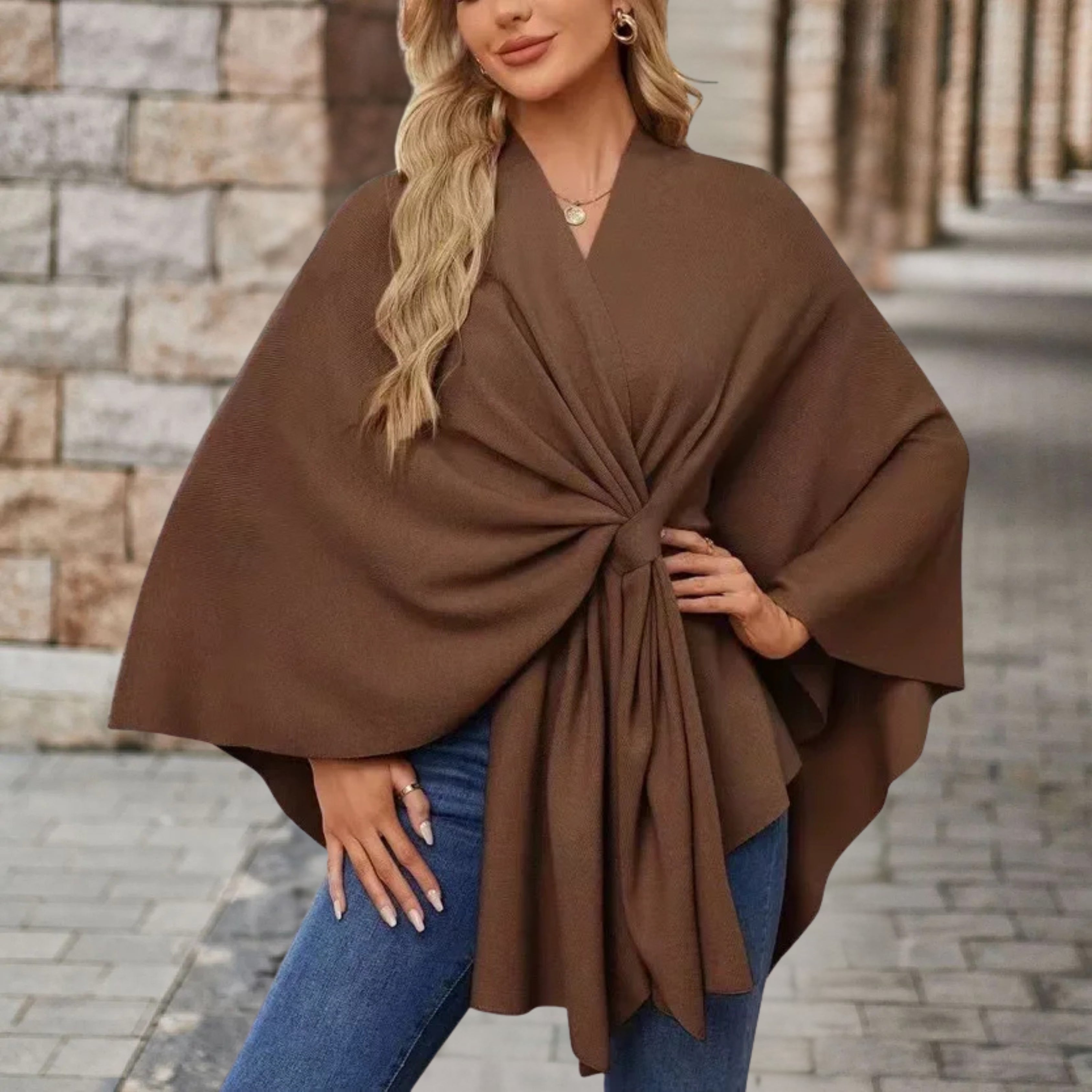 Cozy Knit Poncho for Women - Elegant Layering Wrap