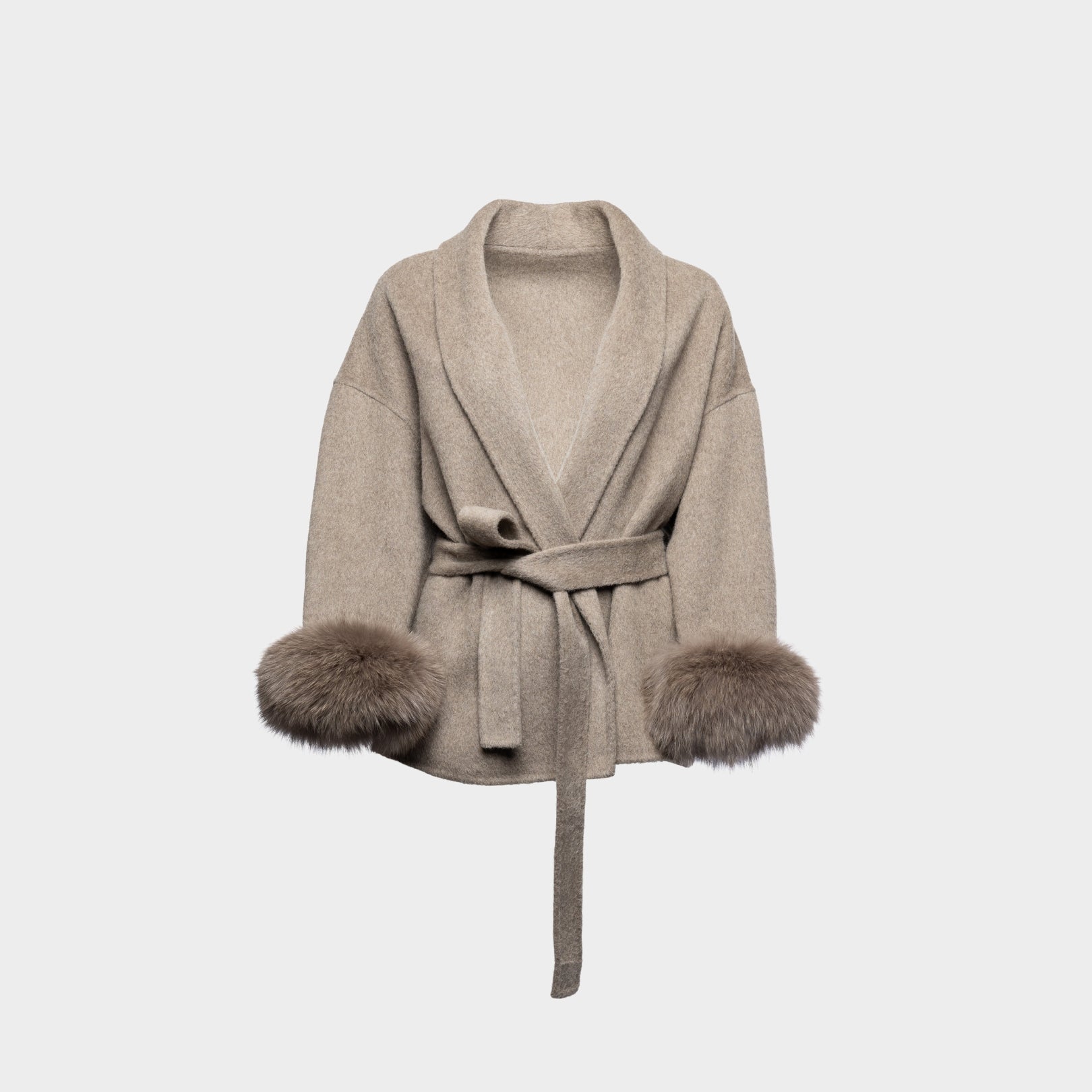 Northglow Belted Coat with Faux Fur Cuffs