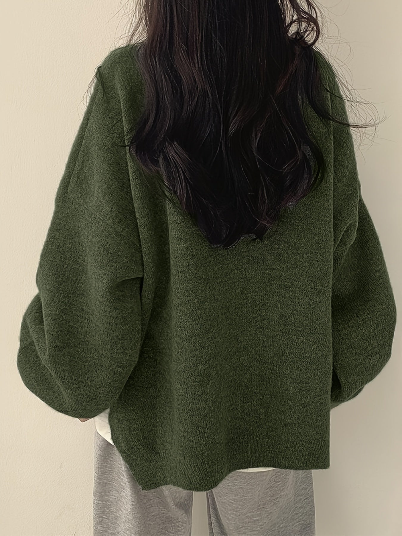 Soft Crew Neck Long Sleeve Knit Sweater