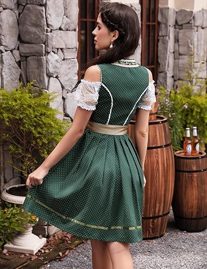 Women's 3-Piece Dirndl Dress with Apron and Blouse