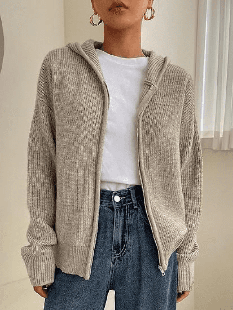 Cozy Knit Cardigan Hoodie for Fall Weather