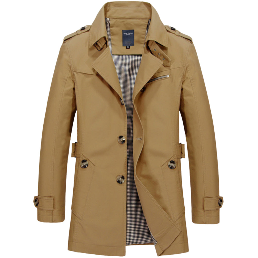 Men's Waterproof Trench Coat with Zip Pockets
