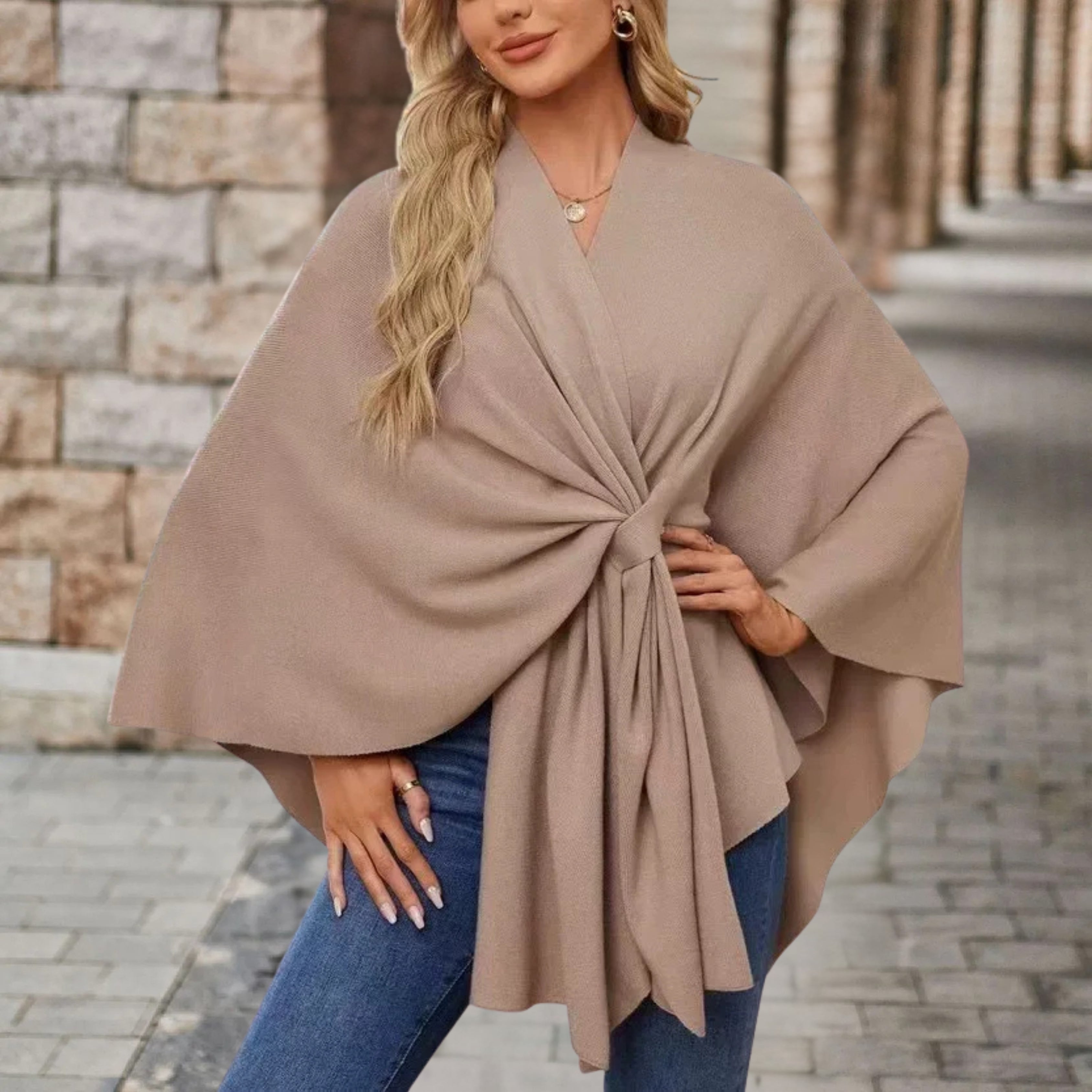 Cozy Knit Poncho for Women - Elegant Layering Wrap