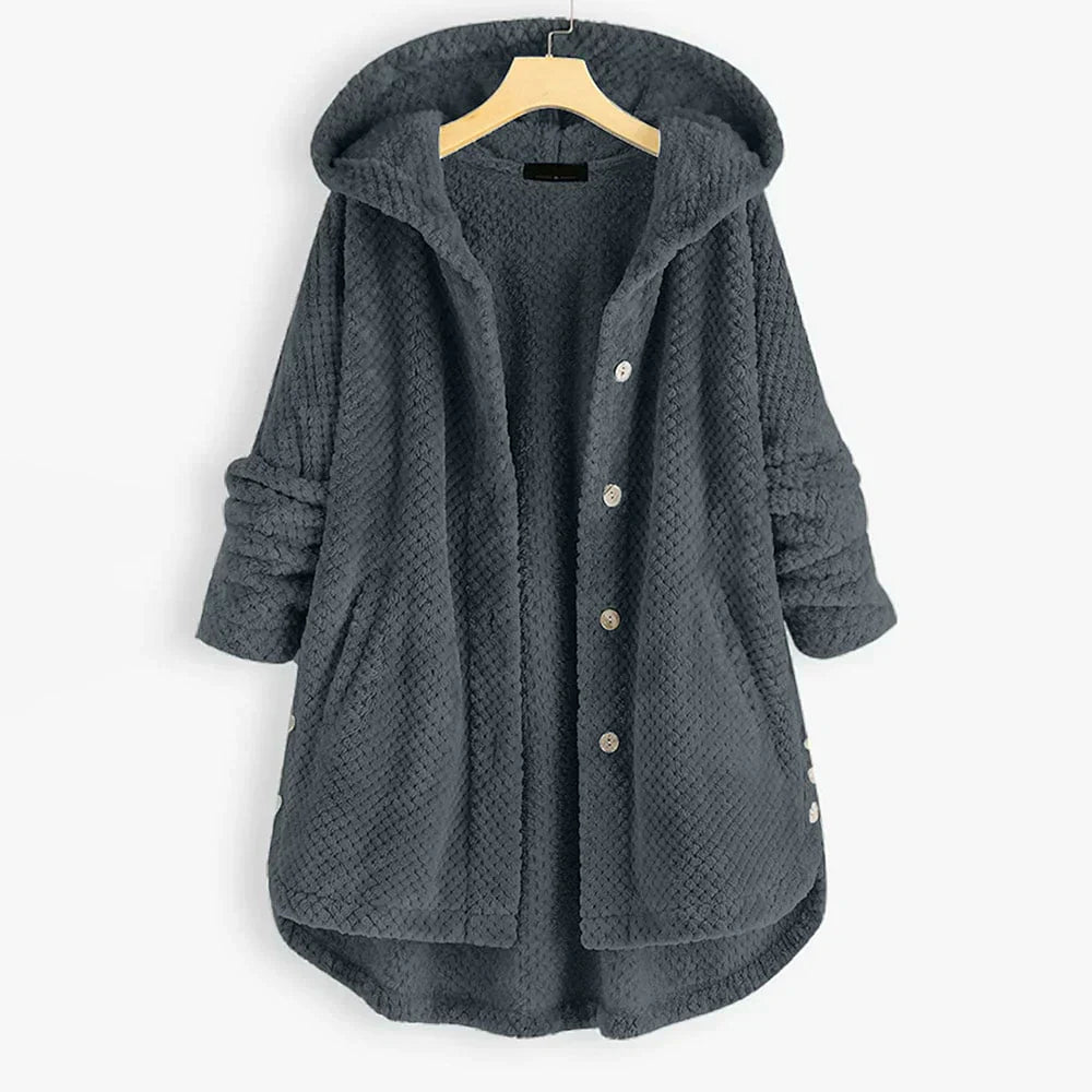 Chic Ribbed Coat with Elegant Hood