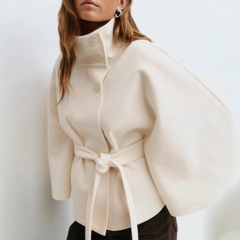 Women's High Neck Batwing Sleeve Cape Coat