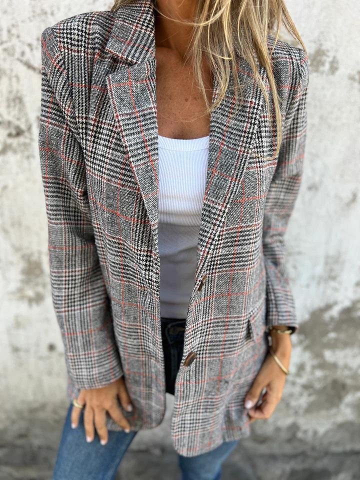 Elegant Women's Winter Check Blazer
