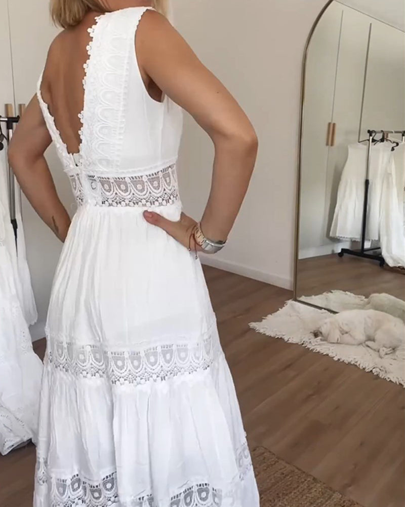 Elegant Lace V-Neck Dress – Stylish & Feminine Design