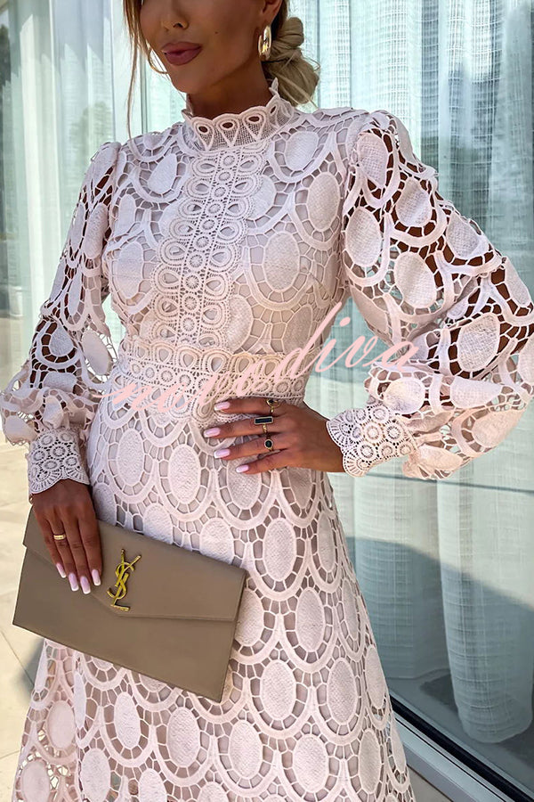 Ruffled Dress with Puff Sleeves for Women