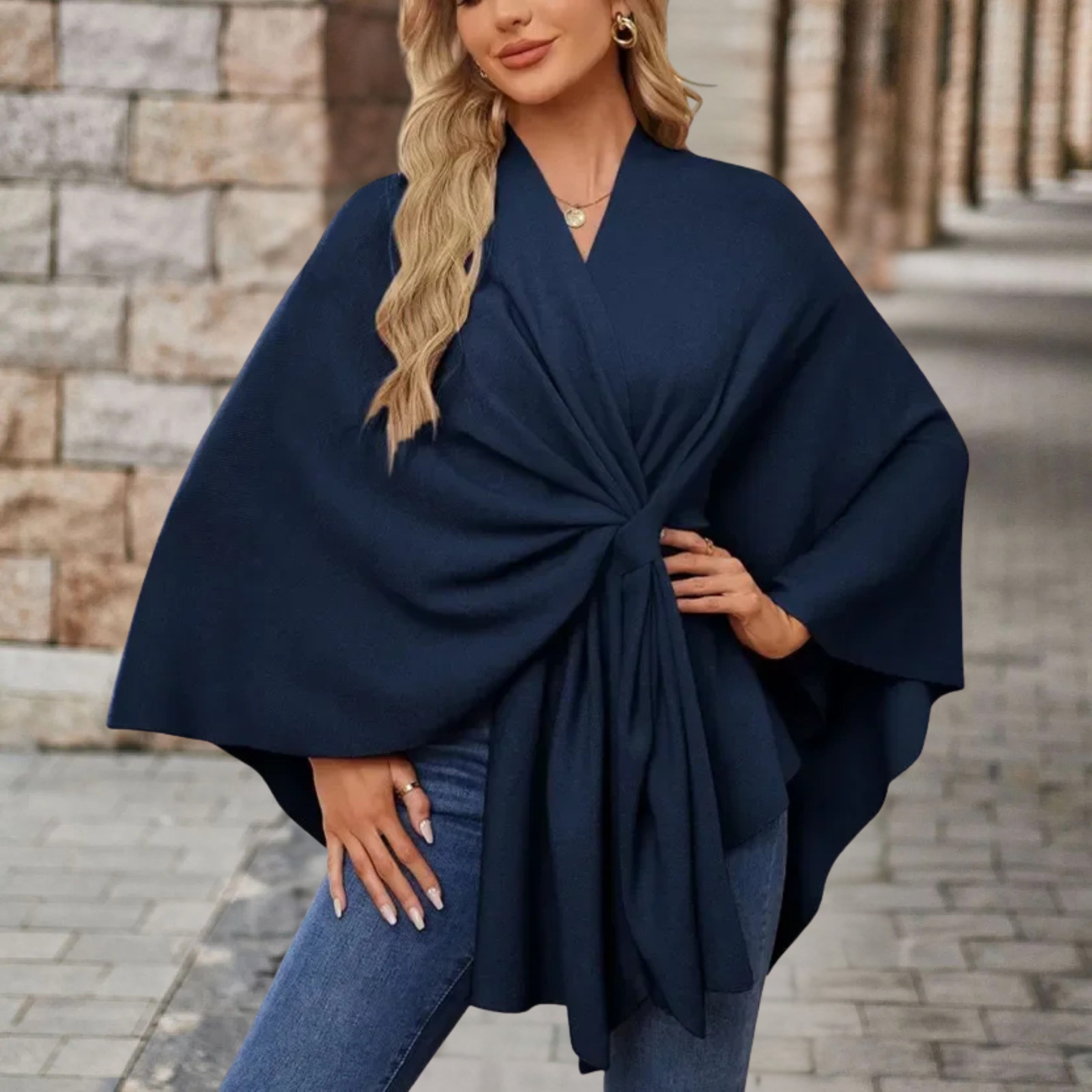 Cozy Knit Poncho for Women - Elegant Layering Wrap