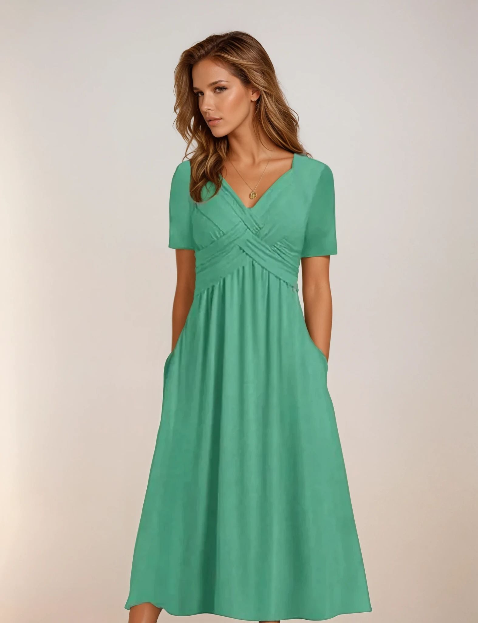 Elegant Evening Dress with Flowy Design and Subtle Embellishments