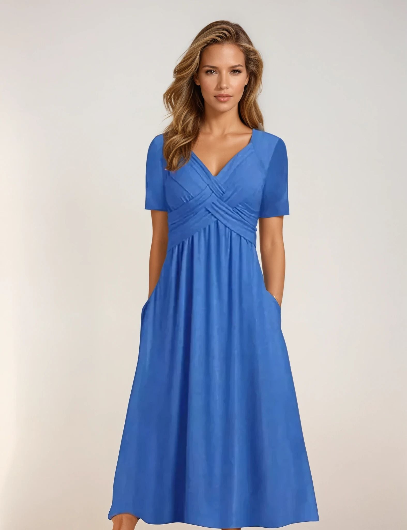 Elegant Evening Dress with Flowy Design and Subtle Embellishments