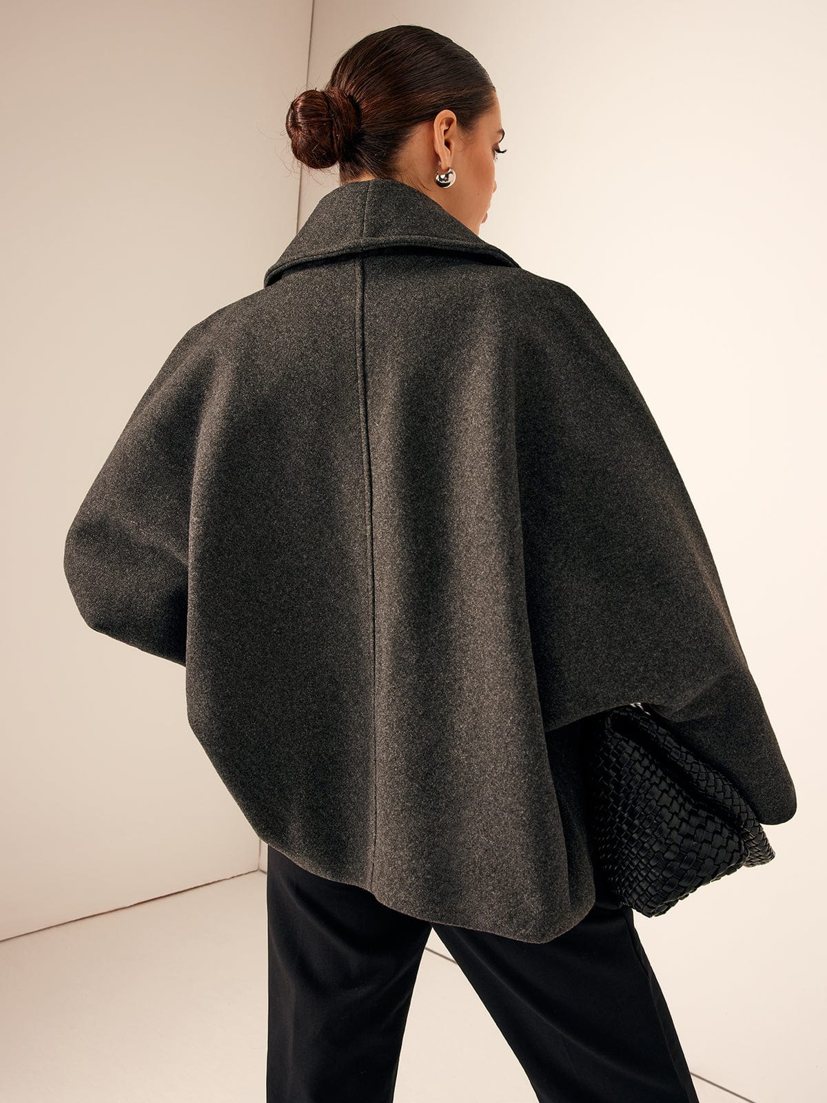 Women’s Wool Oversized Blazer Coat – Modern Shawl Collar Jacket