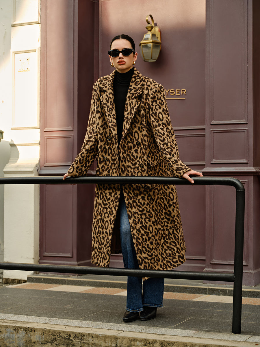 Cozy Leopard Print Long Coat for Stylish Warmth