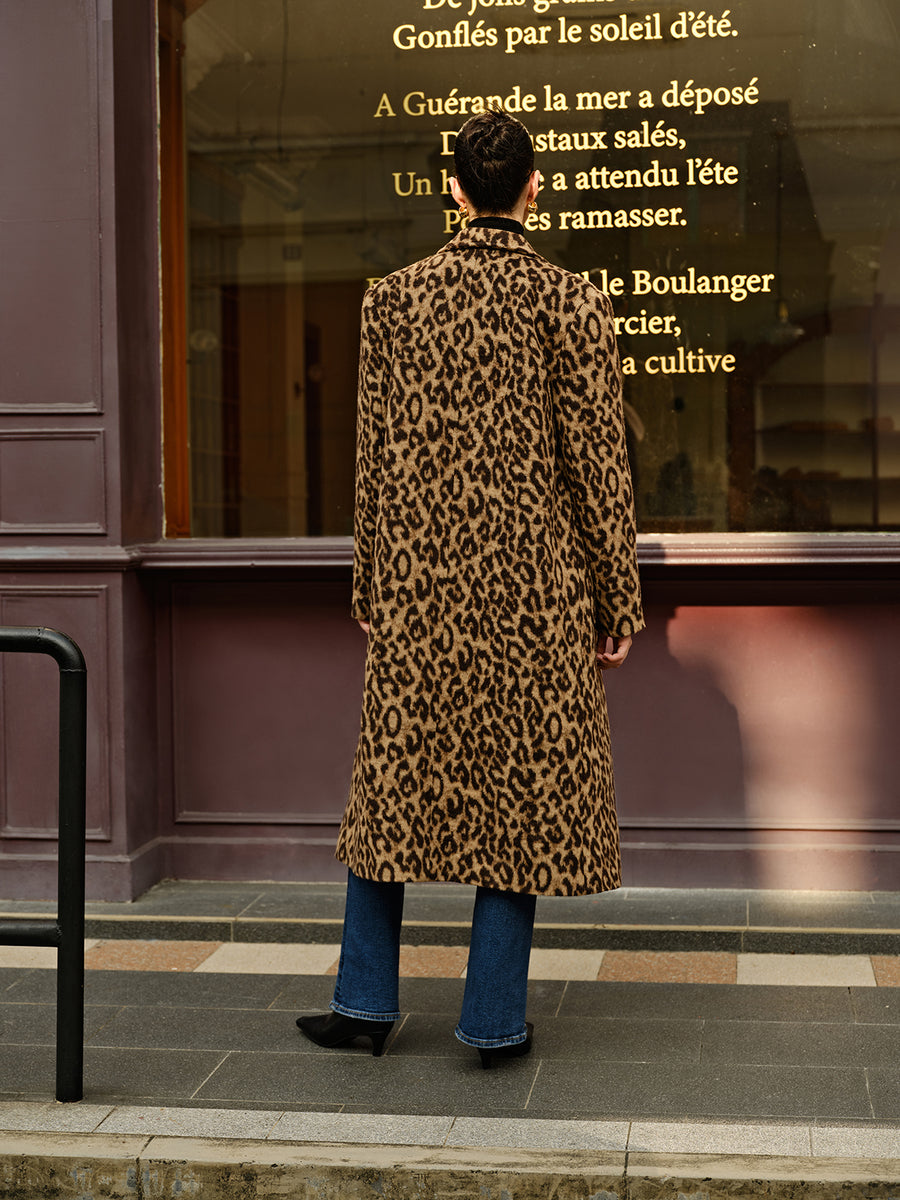 Cozy Leopard Print Long Coat for Stylish Warmth