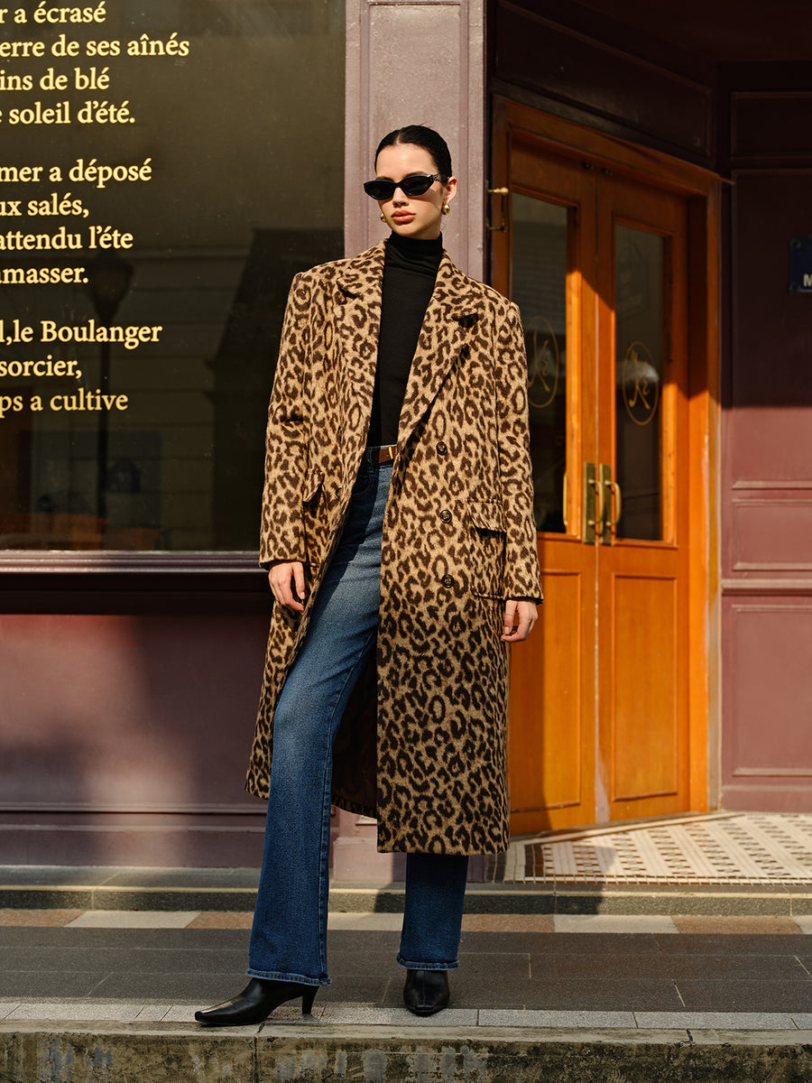 Cozy Leopard Print Long Coat for Stylish Warmth