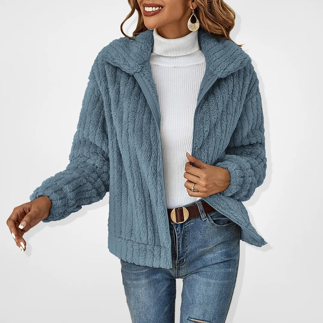 Cozy Teddy Zip Jacket for Warmth and Comfort
