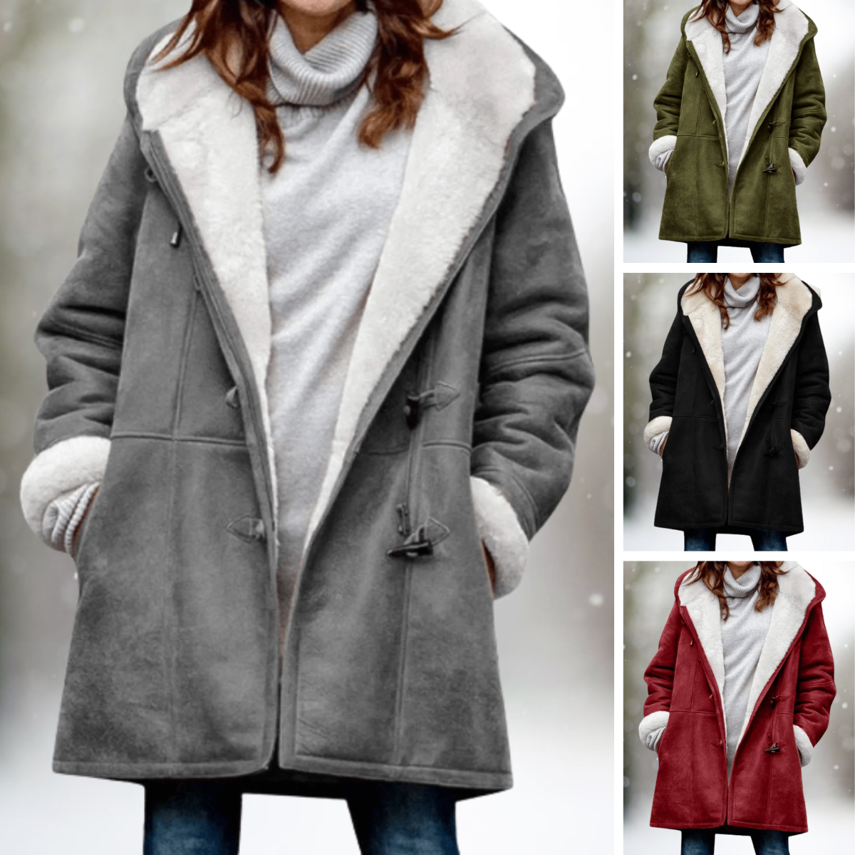 Premium Suede Fleece Hooded Jacket – Warm & Stylish